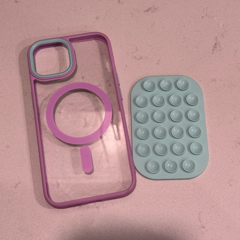 Purple and Blue Phone Case with Octobuddy Like, Pop-It Accessory